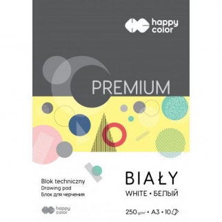 blok techniczny  HAPPY COLOR PREMIUM biały A3/10k.